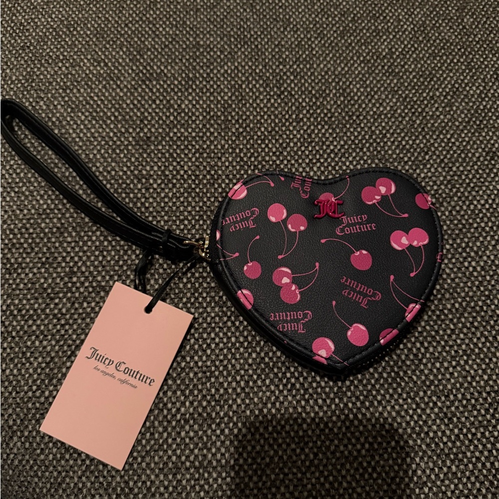 Juicy Couture Black and Pink Cherry Print Clutch